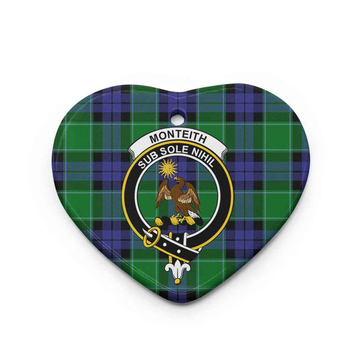 Scottish Monteith Clan Crest Tartan Ceramic Ornament Heart Shape Tartan Plaid