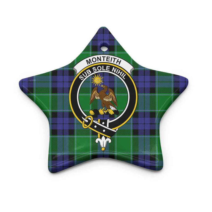 Scottish Monteith Clan Crest Tartan Ceramic Ornament Star Shape Tartan Plaid
