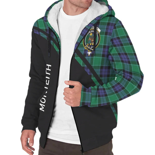 Scottish Monteith Clan Crest Tartan Curve Sherpa Hoodie