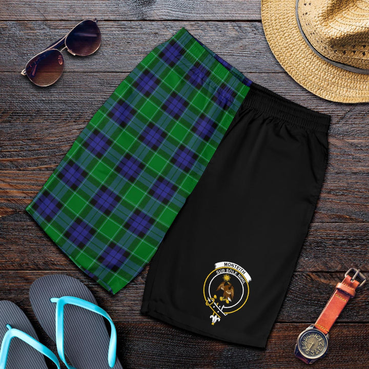 Scottish Monteith Clan Crest Tartan Half of Me Men's Shorts