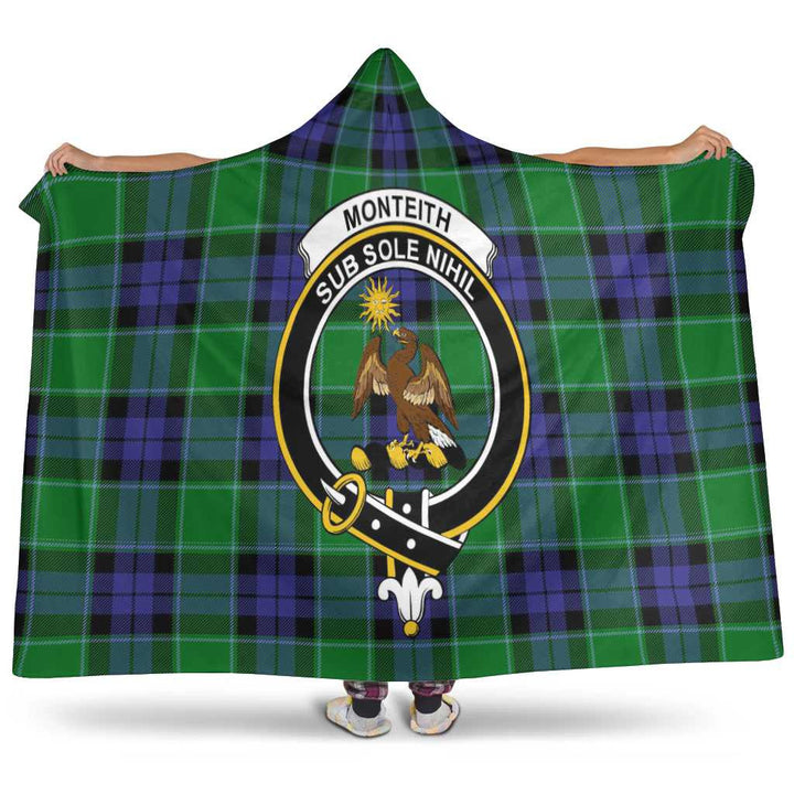 Scottish Monteith Clan Crest Tartan Hooded Blanket Tartan Plaid 1