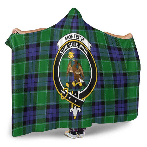 Scottish Monteith Clan Crest Tartan Hooded Blanket Tartan Plaid 2