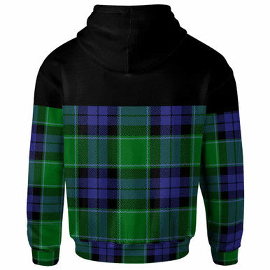 Scottish Monteith Clan Crest Tartan Hoodie - Horizontal Style Back Side Tartan Plaid