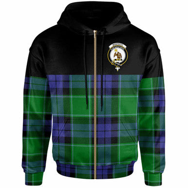 Scottish Monteith Clan Crest Tartan Hoodie - Horizontal Style Zip-up Tartan Plaid
