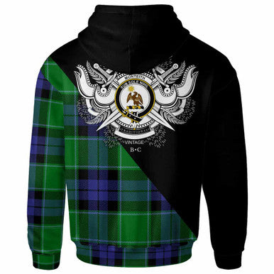 Scottish Monteith Clan Crest Tartan Hoodie - Military Logo Back Side Tartan Plaid