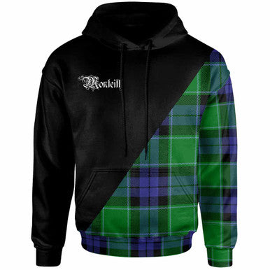 Scottish Monteith Clan Crest Tartan Hoodie - Military Logo Front Side Tartan Plaid