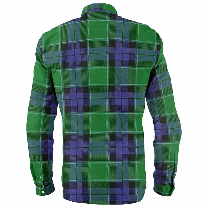 Scottish Monteith Clan Crest Tartan Long Sleeve Shirt Back Side Tartan Plaid