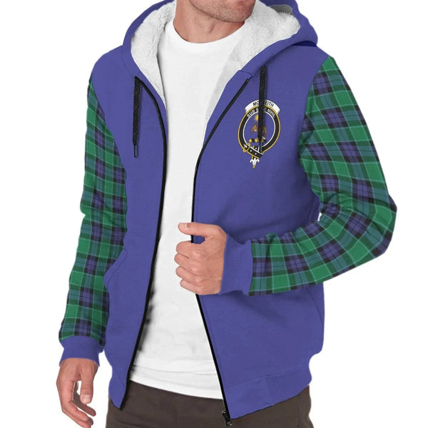 Scottish Monteith Clan Crest Tartan Plaid Sleeve Sherpa Hoodie