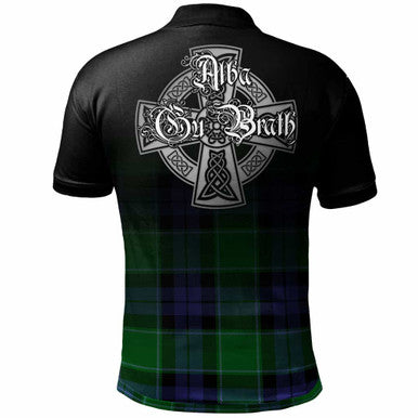 Scottish Monteith Clan Crest Tartan Polo Shirt - Alba Gu Brath Family Crest Celtic Inspired Back Side Tartan Plaid
