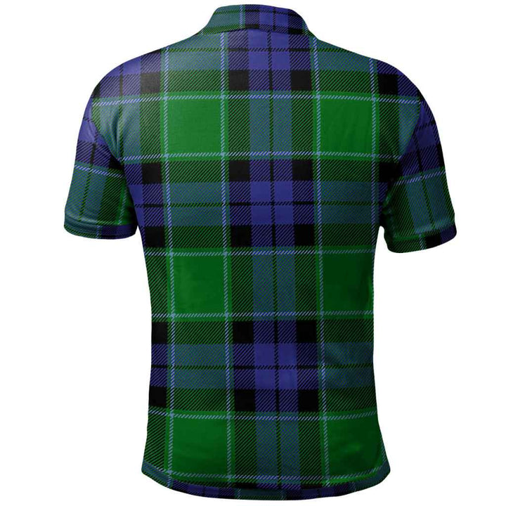 Scottish Monteith Clan Crest Tartan Polo Shirt Back Side Tartan Plaid