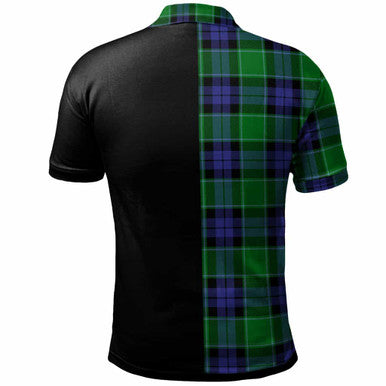 Scottish Monteith Clan Crest Tartan Polo Shirt - Half in Me Back Side Tartan Plaid