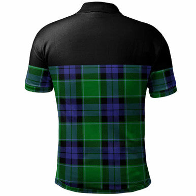 Scottish Monteith Clan Crest Tartan Polo Shirt - Horizontal Style Back Side Tartan Plaid