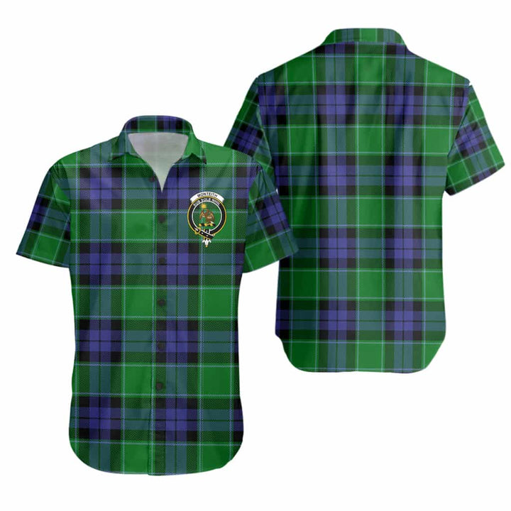 Scottish Monteith Clan Crest Tartan Short Sleeve Shirt Tartan Plaid