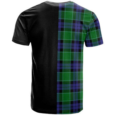 Scottish Monteith Clan Crest Tartan T-Shirt Half in Me Back Side Tartan Plaid