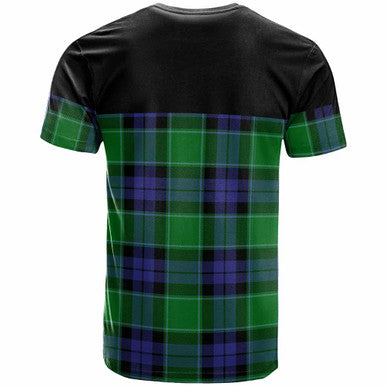 Scottish Monteith Clan Crest Tartan T-Shirt - Horizontal Style Back Side Tartan Plaid