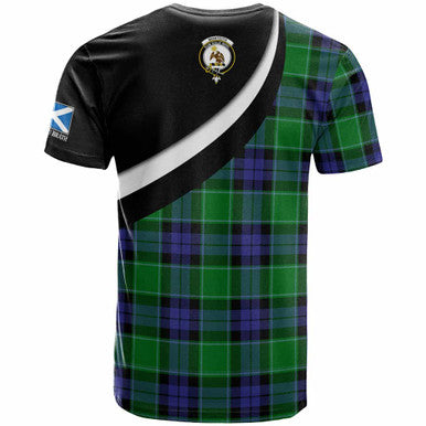 Scottish Monteith Clan Crest Tartan T-Shirt - Scotland Forever Style Back Side Tartan Plaid