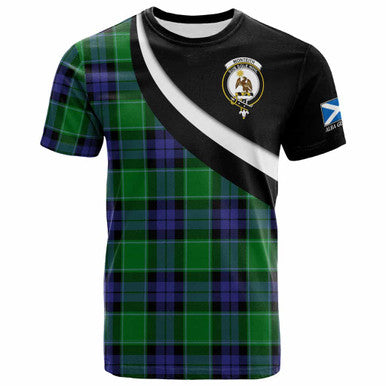 Scottish Monteith Clan Crest Tartan T-Shirt - Scotland Forever Style Front Side Tartan Plaid