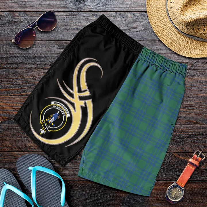 Scottish Montgomery Ancient Clan Crest Tartan Believe in Me Men's Shorts