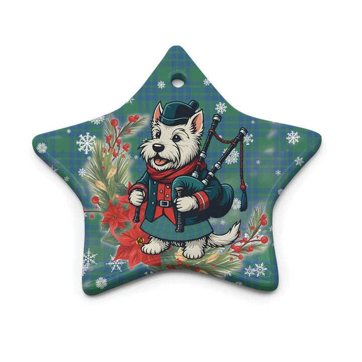 Scottish Montgomery Ancient Clan Tartan Ceramic Ornament Cute Scottish Terrier Dog Star Style Tartan Plaid