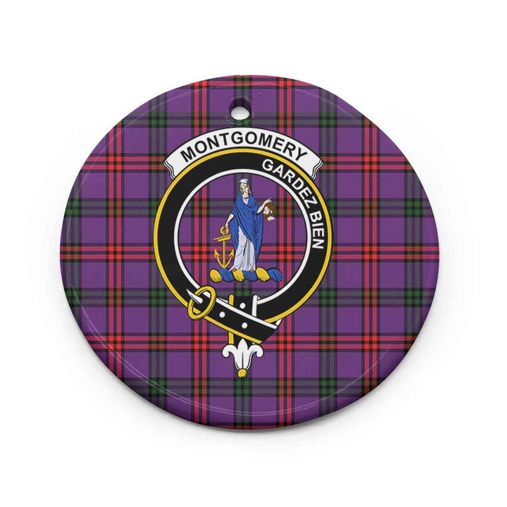 Scottish Montgomery Clan Crest Tartan Ceramic Ornament Circle Shape Tartan Plaid