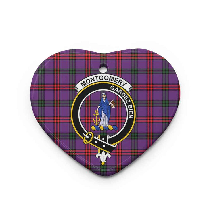 Scottish Montgomery Clan Crest Tartan Ceramic Ornament Heart Shape Tartan Plaid