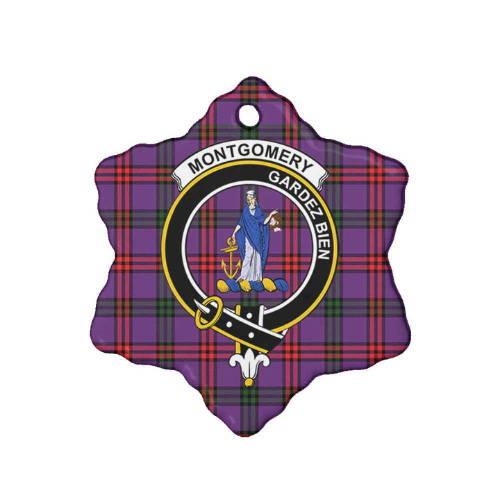 Scottish Montgomery Clan Crest Tartan Ceramic Ornament Snow Flake Shape Tartan Plaid