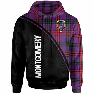 Scottish Montgomery Clan Crest Tartan Curve Hoodie Front Side Tartan Plaid