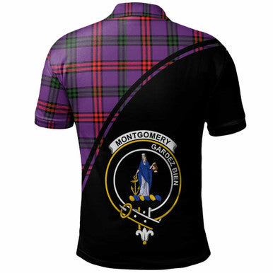 Scottish Montgomery Clan Crest Tartan Curve Polo Shirt Back Side Tartan Plaid