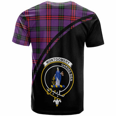 Scottish Montgomery Clan Crest Tartan Curve T-Shirt Back Side Tartan Plaid