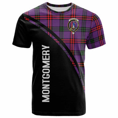 Scottish Montgomery Clan Crest Tartan Curve T-Shirt Front Side Tartan Plaid
