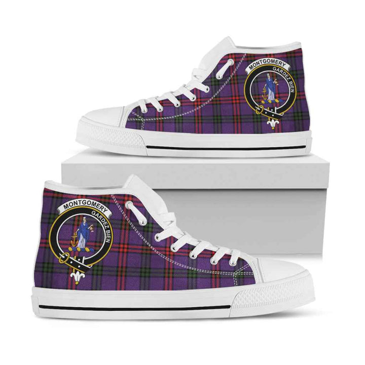 Scottish Montgomery Clan Crest Tartan High Top Shoes White Sole Tartan Plaid