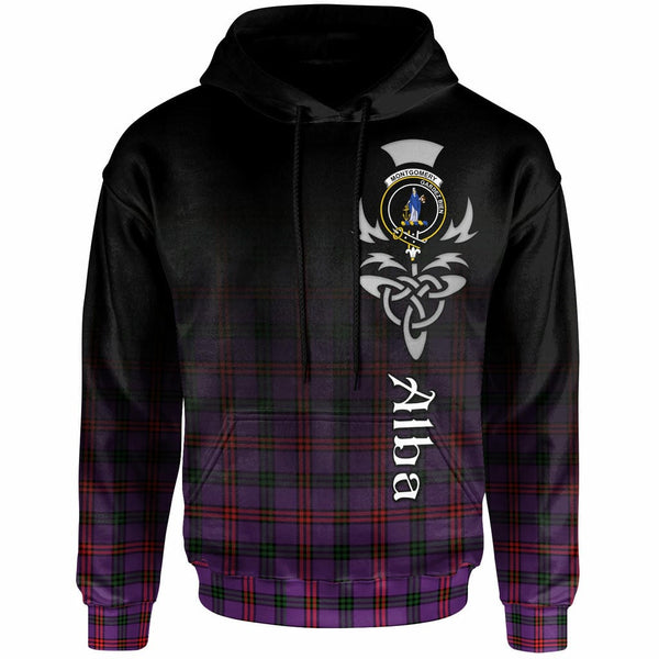 Scottish Montgomery Clan Crest Tartan Hoodie - Alba Gu Brath Family Crest Celtic Inspired Front Side Tartan Plaid