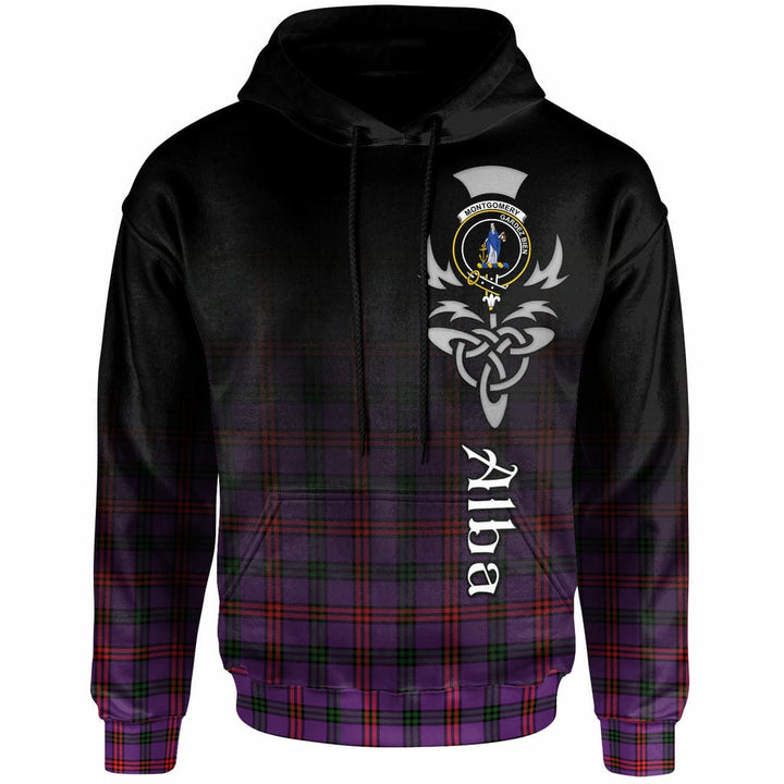 Scottish Montgomery Clan Crest Tartan Hoodie - Alba Gu Brath Family Crest Celtic Inspired Front Side Tartan Plaid