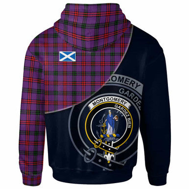 Scottish Montgomery Clan Crest Tartan Hoodie - Bend Style Back Side Tartan Plaid
