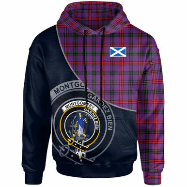 Scottish Montgomery Clan Crest Tartan Hoodie - Bend Style Front Side Tartan Plaid