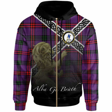 Scottish Montgomery Clan Crest Tartan Hoodie - Scotland Lion Zip-up Tartan Plaid