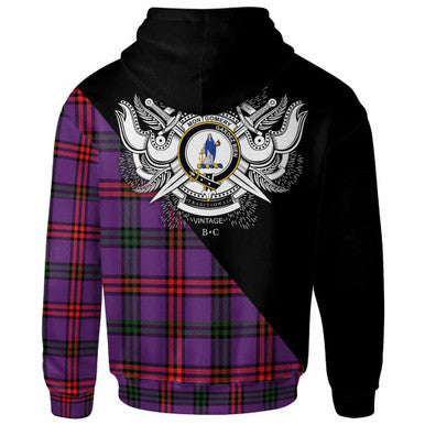 Scottish Montgomery Clan Crest Tartan Hoodie - Military Logo Back Side Tartan Plaid