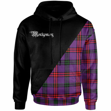 Scottish Montgomery Clan Crest Tartan Hoodie - Military Logo Front Side Tartan Plaid