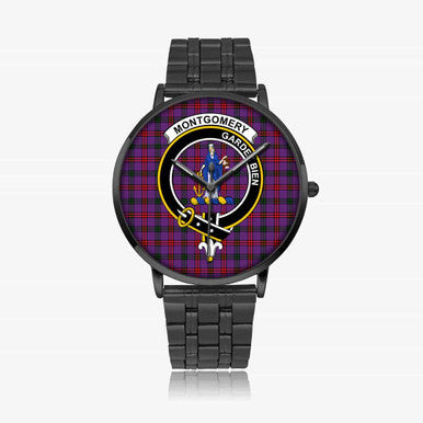 Scottish Montgomery Clan Crest Tartan Instafamous Steel Quartz Watches Tartan Plaid Black 1