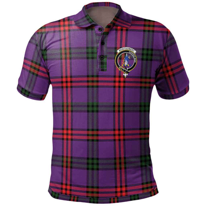 Scottish Montgomery Clan Crest Tartan Polo Shirt Front Side Tartan Plaid
