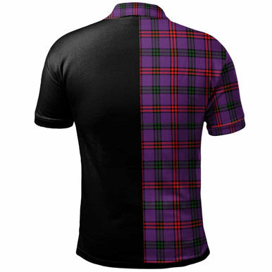 Scottish Montgomery Clan Crest Tartan Polo Shirt - Half in Me Back Side Tartan Plaid