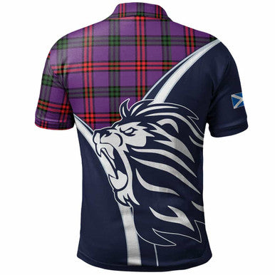 Scottish Montgomery Clan Crest Tartan Polo Shirt - Scottish Flag With Lion Back Side Tartan Plaid
