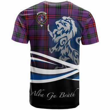 Scottish Montgomery Clan Crest Tartan T-Shirt - Scotland Lion Back Side Tartan Plaid
