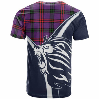 Scottish Montgomery Clan Crest Tartan T-Shirt - Scottish Flag With Lion Back Side Tartan Plaid