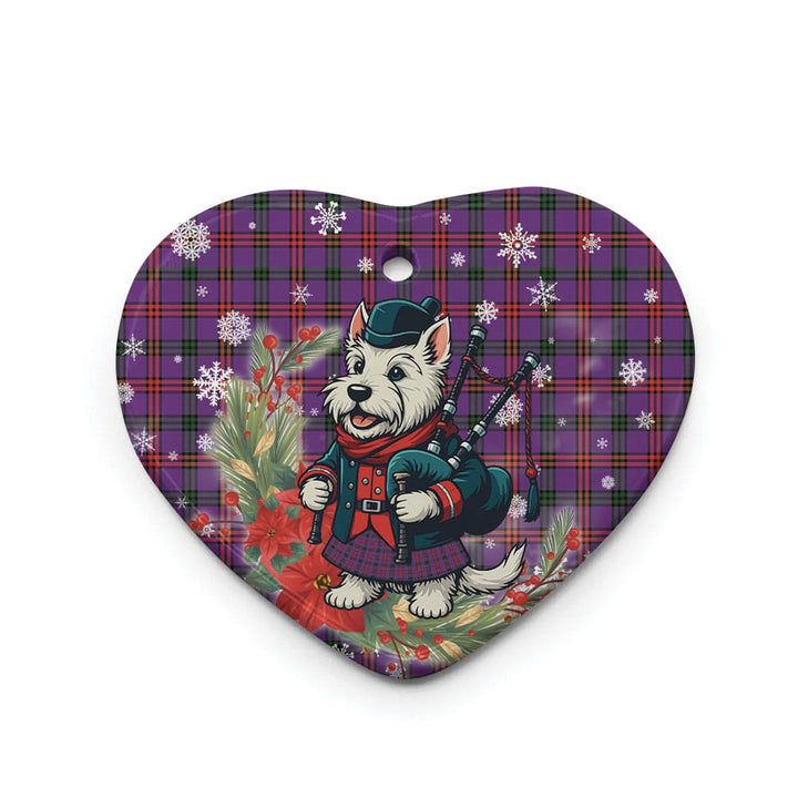 Scottish Montgomery Modern Clan Tartan Ceramic Ornament Cute Scottish Terrier Dog Heart Style Tartan Plaid