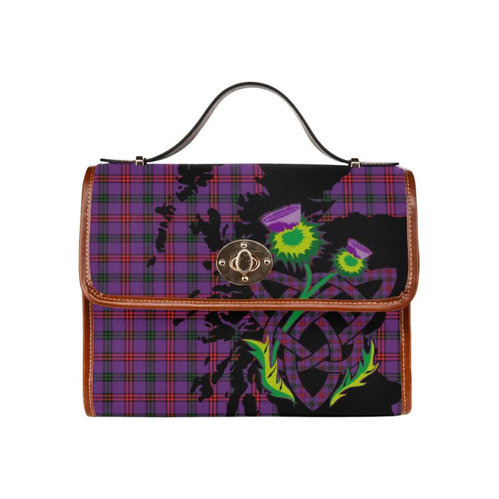 Scottish Montgomery Modern Clan Tartan Waterproof Canvas Bag With Thistle Tartan Plaid 1
