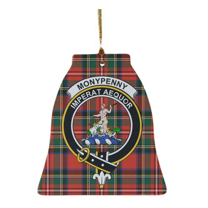 Scottish Monypenny Clan Crest Tartan Ceramic Ornament Bell Shape Tartan Plaid