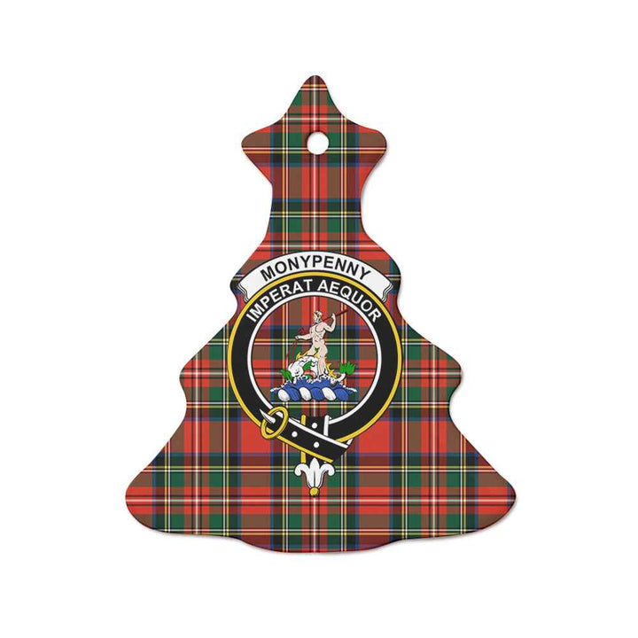 Scottish Monypenny Clan Crest Tartan Ceramic Ornament Tree Shape Tartan Plaid