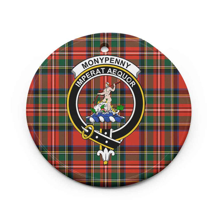 Scottish Monypenny Clan Crest Tartan Ceramic Ornament Circle Shape Tartan Plaid