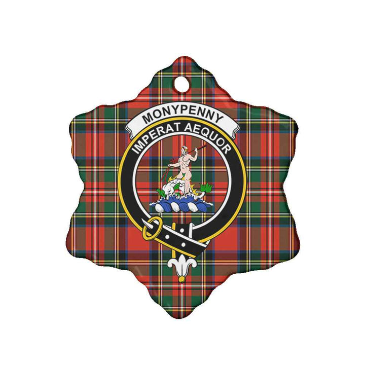 Scottish Monypenny Clan Crest Tartan Ceramic Ornament Snow Flake Shape Tartan Plaid